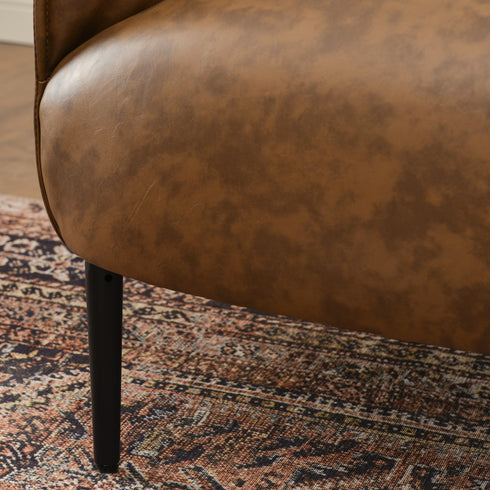 Kadar Leather Barrel Chair-Coffee Modern Leather Chair | Accent Chairs | Kinwell Furniture | Barrel Chairs